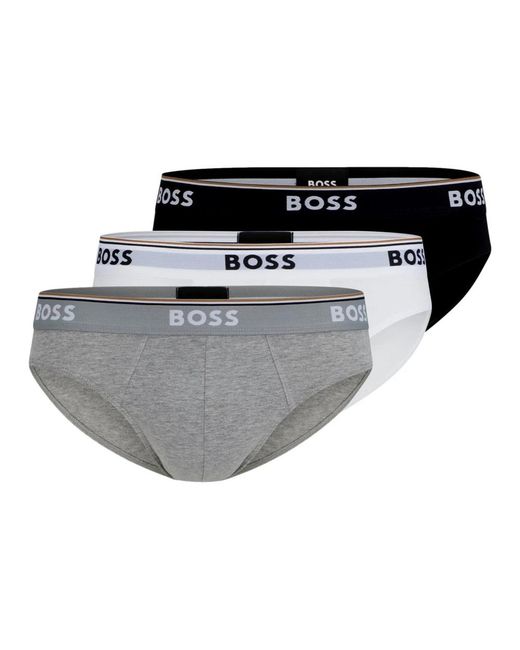 HUGO Ondergoed ,Veelkleurig ,Katoen 3-Pack Moderne Slips Elastische Taille Logo in het Gray voor heren