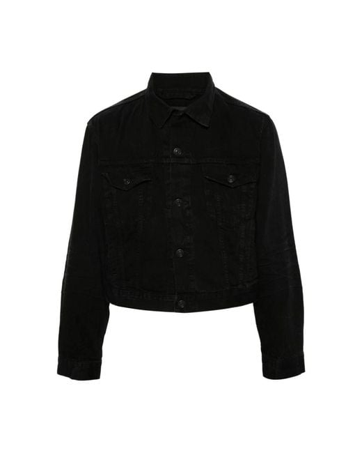 Balenciaga Black Schwarze jeansjacke zerstörter effekt