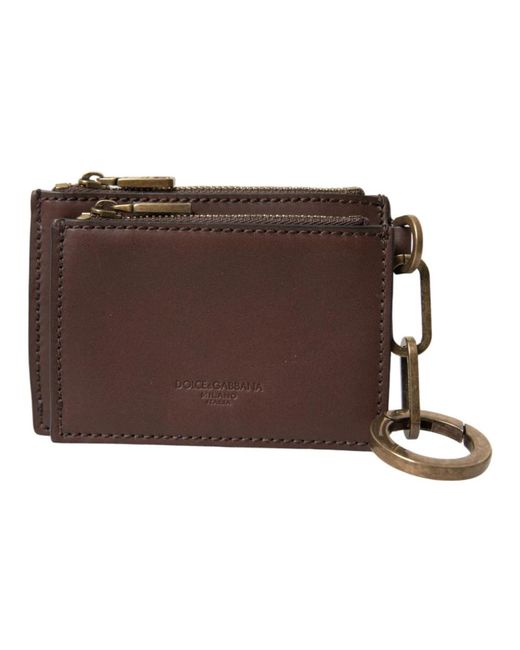 Portachiavi portamonete portafoglio in pelle marrone di Dolce & Gabbana in Brown da Uomo