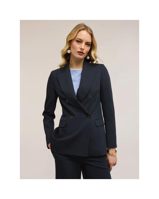 mötivi Double-Breasted Structured Jacket in het Blue