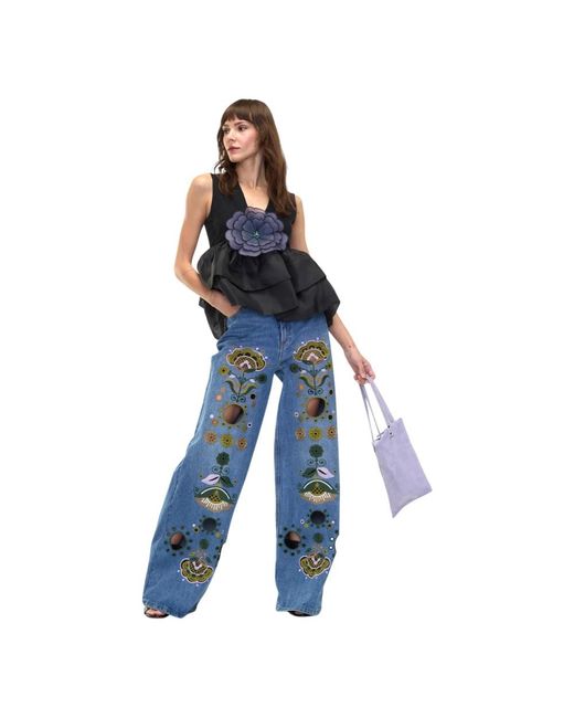 Wide Jeans Cynthia Rowley de color Blue