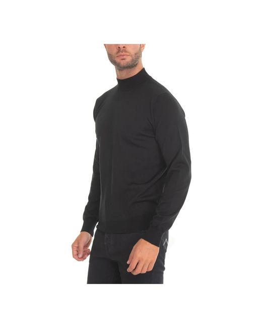hindustrie Truien & Vesten ,Zwart ,Wol Slim Fit Wollen Trui Gemaakt in het Black voor heren