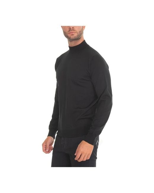 hindustrie Truien & Vesten ,Zwart ,Wol Slim Fit Wollen Trui Gemaakt in het Black voor heren