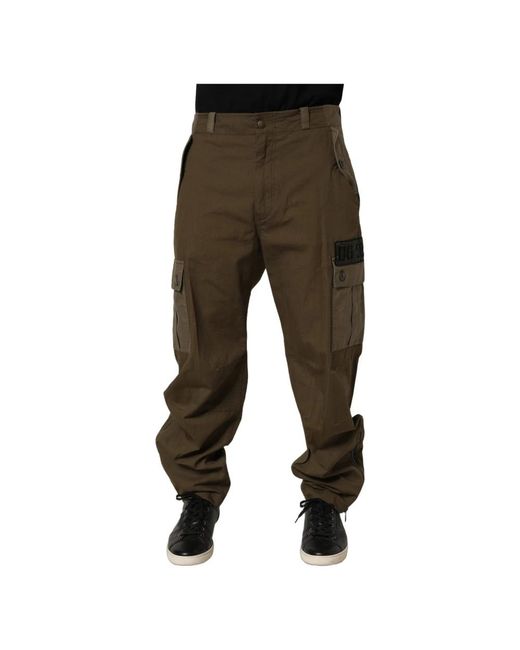 Dolce & Gabbana Green Straight Trousers for men