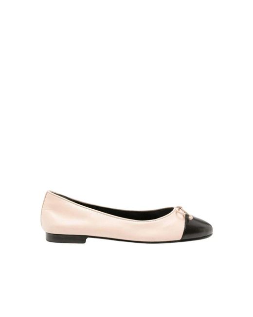 Tory Burch Metallic Rosa Leder Ballerina Flats