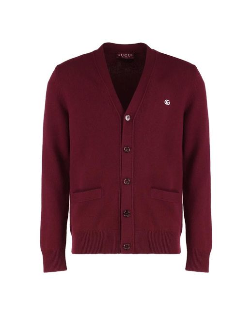 Gucci Truien & Vesten ,Rood ,Wol Cashmere Wollen Vest Met Borduursel in het Red voor heren
