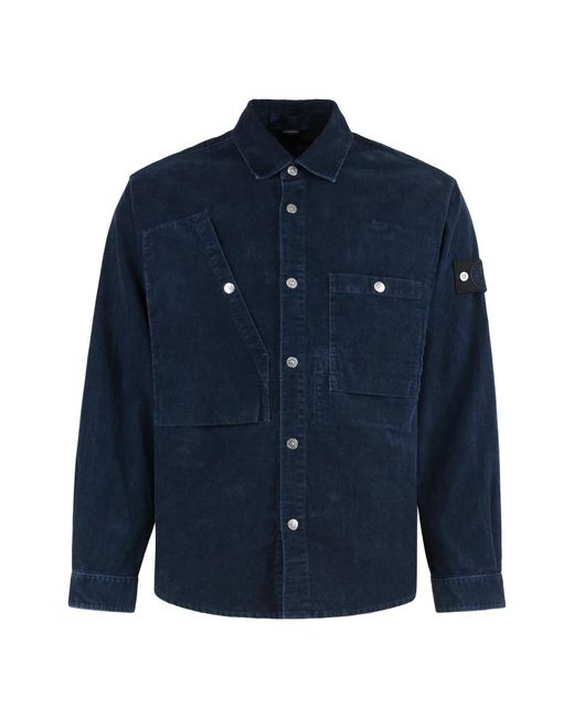 Stone Island Micro Corduroy Overshirt in het Blue voor heren
