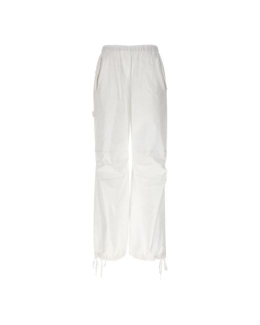Nude White Straight Trousers