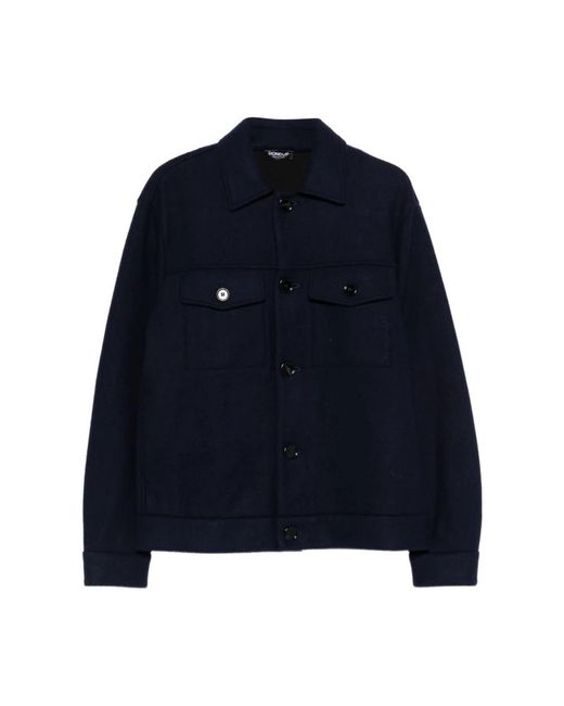 Dondup Jassen ,Blauw ,Wol Regular-Fit Jas Van Wolmix in het Blue voor heren