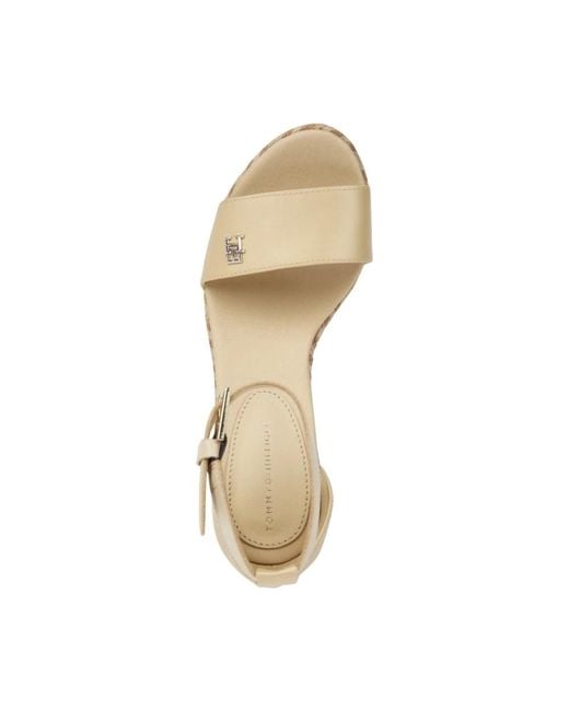 Tommy Hilfiger Natural Satin High Wedge Espadrille Sandals