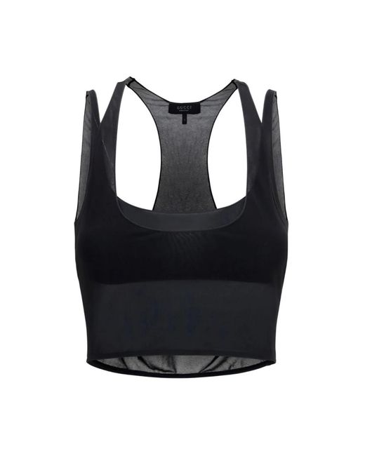 Gucci Black Sleeveless Tops