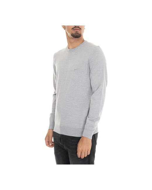 Boss Gray Round-Neck Knitwear for men