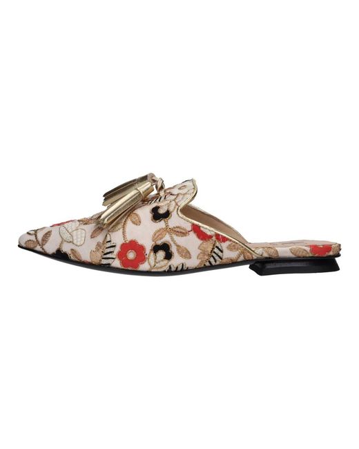Fabi Schoenen ,Veelkleurig ,Leer Leren En Stoffen Sabot in het Brown
