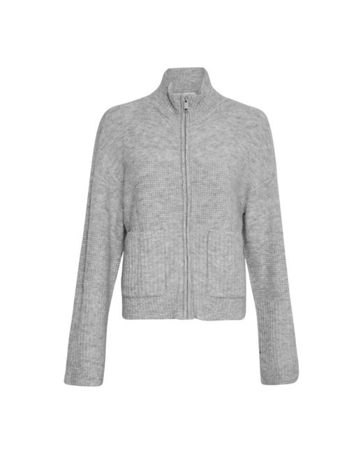 Moss Copenhagen Truien & Vesten ,Grijs ,Wol Hope Zip Cardigan in het Gray