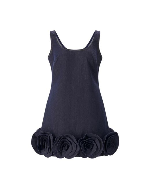 Self-Portrait Blue Sheath Dress With 3D Flowers