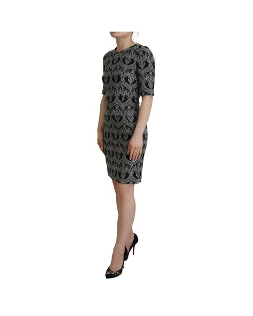 Abito grigio e nero con dettagli logo di Dolce & Gabbana in Black