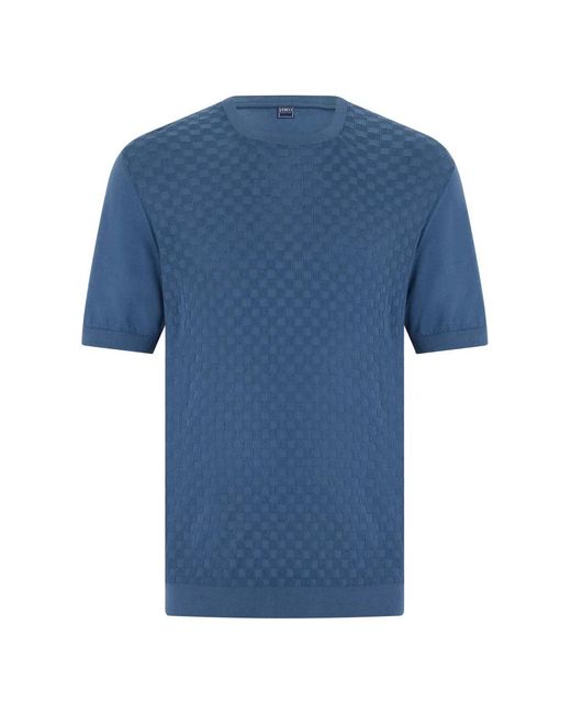 Fedeli Blue Round-Neck Knitwear for men