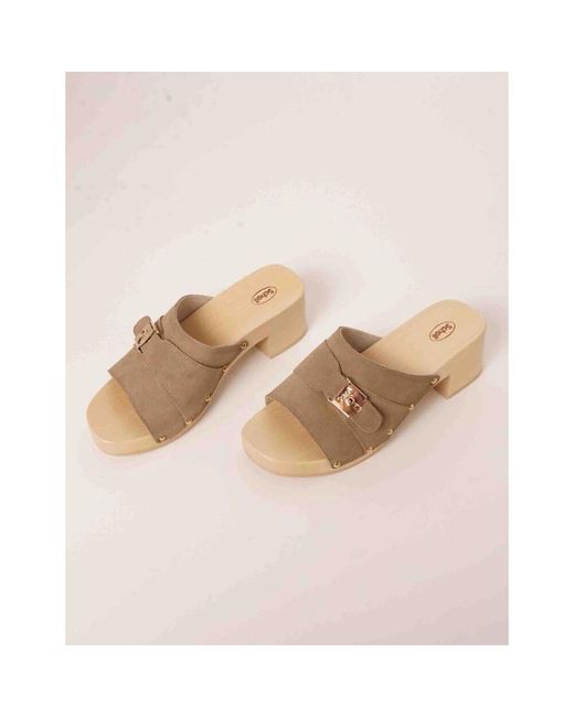 Scholl Natural Heeled Mules
