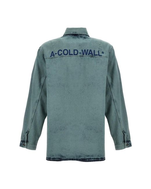 A_COLD_WALL* Jassen ,Blauw ,Denim Bleached Overdyed Cotton Denim Shirt in het Blue voor heren