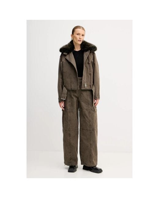 KENZO Dyed Canvas Comber Jacket in het Brown