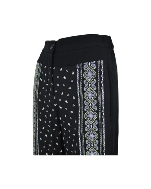 Pinko Gray Weit Geschnittene Hose Mit Bandana-Print