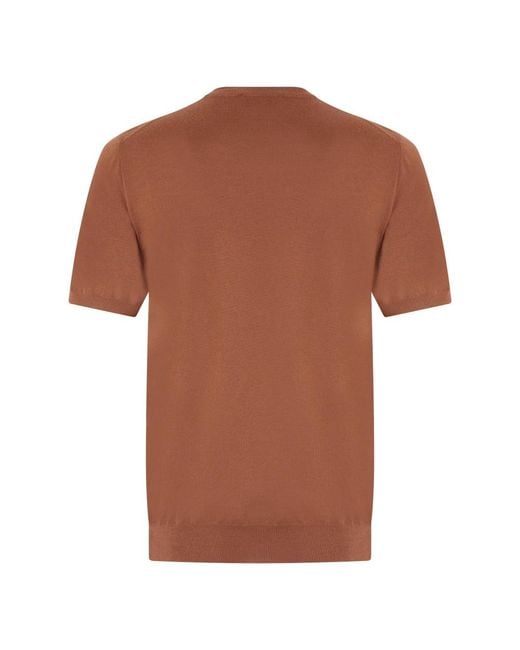 Fedeli Brown Round-Neck Knitwear for men