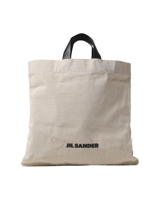Jil Sander Metallic Minimalist Canvas Tote Bag