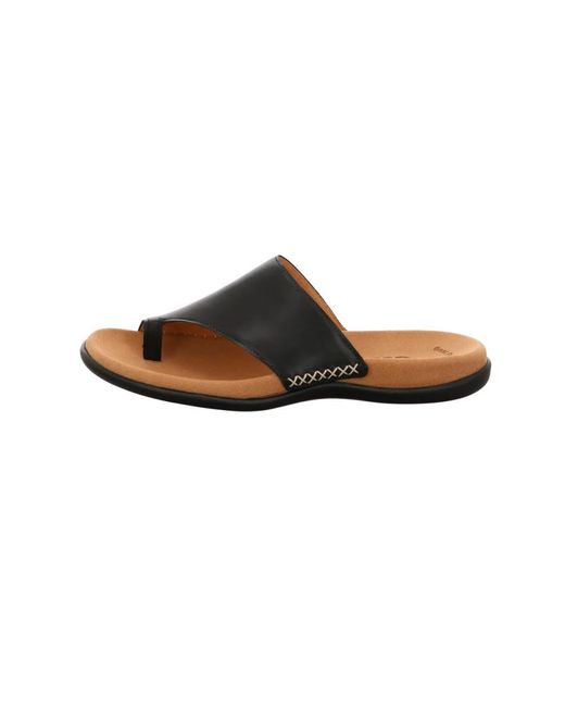 Gabor Schoenen ,Zwart ,Zwarte Slide Sandalen in het Brown