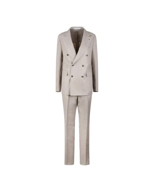 Tagliatore Gray Double Breasted Suits for men