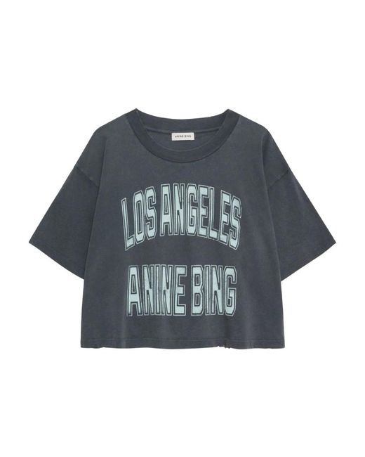 Anine Bing Johnny Cropped Tee in het Blue