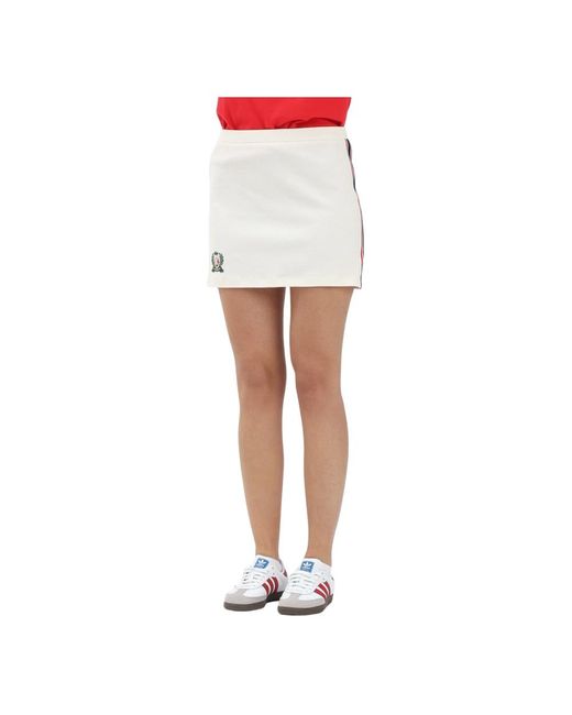Lacoste White Cremefarbener Minirock Mit Mesh-Streifen