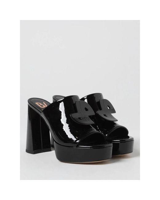 Patou Black Heeled Mules
