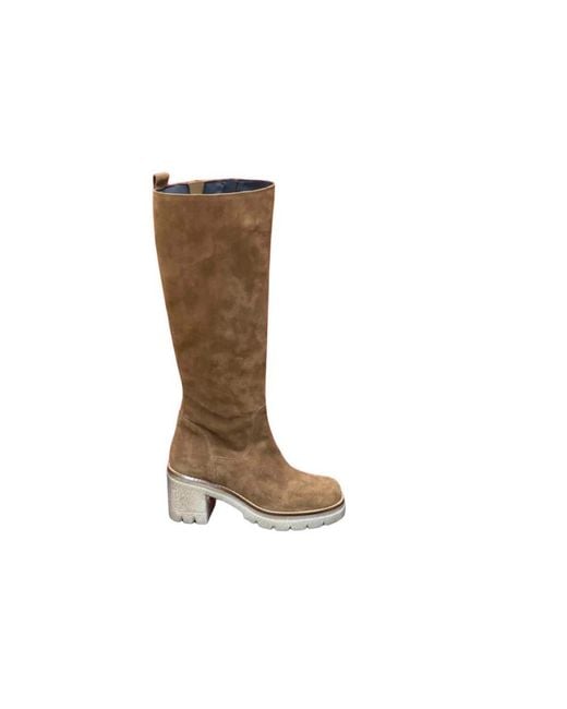 Ovyè Schoenen ,Bruin ,Suède Hoge Laarzen in het Brown