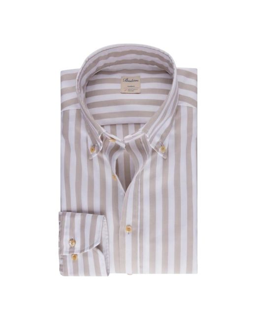Stenstroms Overhemden ,Veelkleurig ,Katoen Gestreept Slim Fit Oxford Overhemd in het Purple voor heren