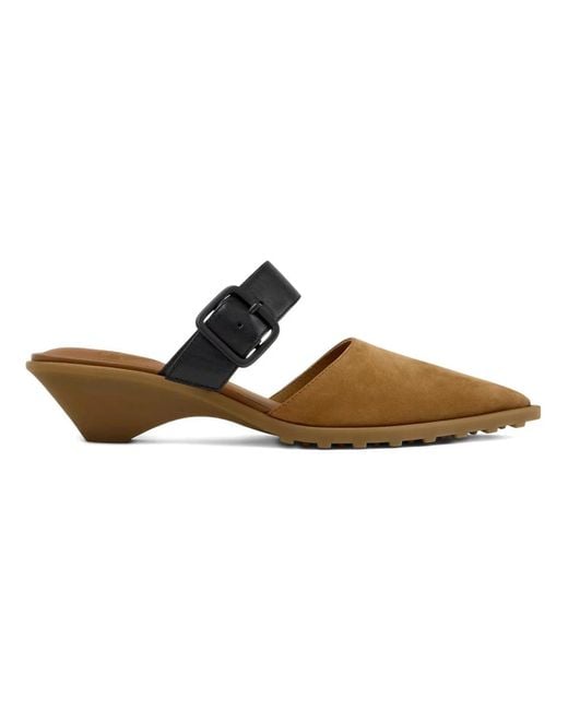 Camper Brown Heeled Mules