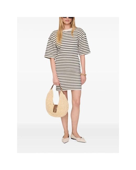 Anine Bing Natural Stripe Mona T-Shirt Mini Dress