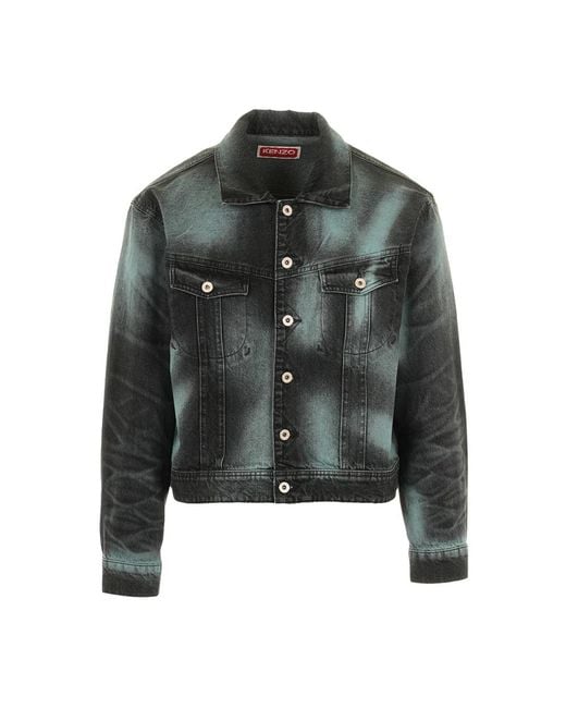 KENZO Green Denim Jackets for men