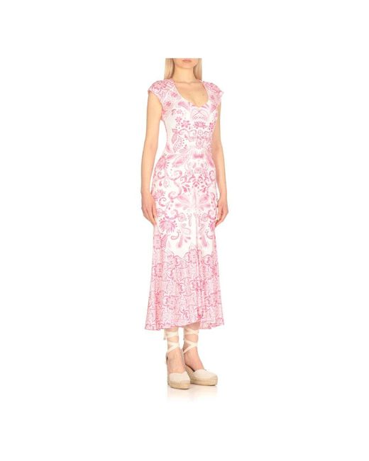 Hale Bob Pink Blumenmuster V-Ausschnitt Ärmelloses Kleid