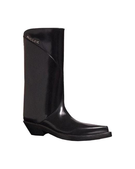 Mugler Black Cowboy & Biker Boots