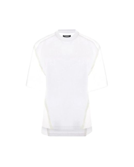 T-shirt bianca con inserti in chiffon di Undercover in White