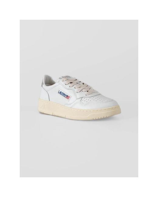 Autry White Weiße Ledertennisschuhe Mit Silbernem Absatz