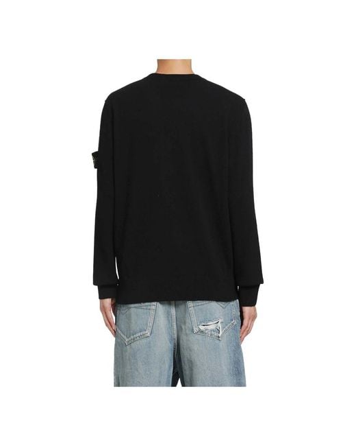 Stone Island Black Round-Neck Knitwear for men