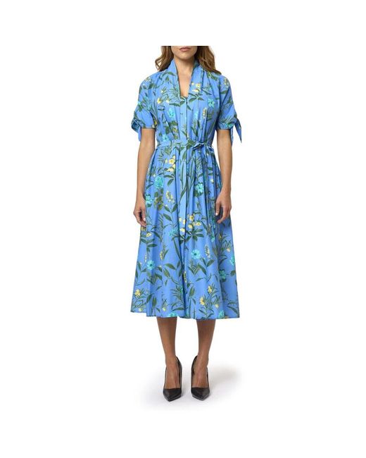Lavi Blue Blau Blumen Baumwollkleid