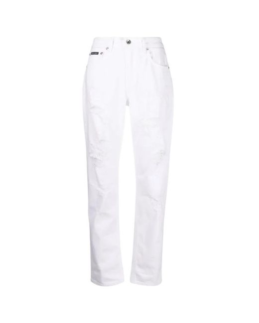Dolce & Gabbana White Straight Trousers
