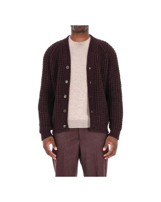 Roberto Collina Truien & Vesten ,Rood ,Wol Alpaca Cardigan Sweaters in het Brown voor heren