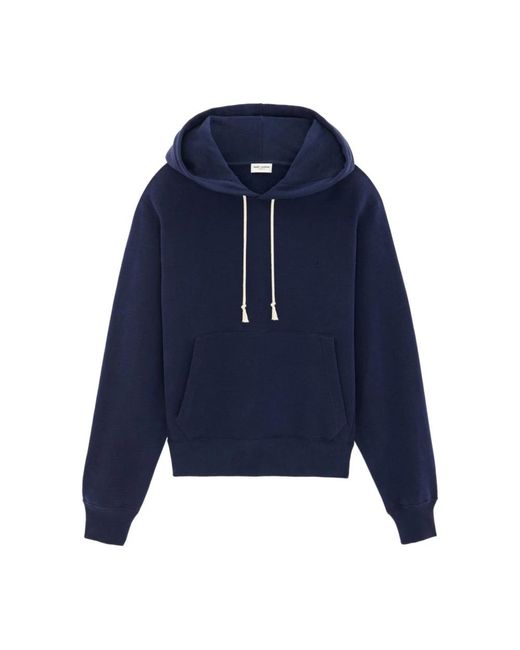 Saint Laurent Hoodies & Sweatvesten ,Blauw ,Katoen Cassandre Hoodie in het Blue voor heren