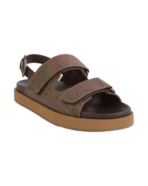 Etro Schoenen ,Veelkleurig ,Leer Fantasia Arnica Sandalen in het Brown voor heren