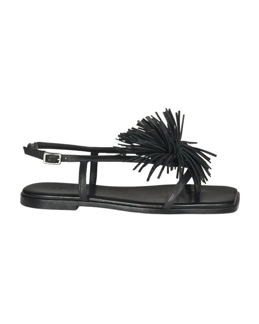 Vic Matié Black Flat Sandals