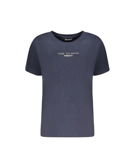 Freddy Tops ,Blauw ,Katoen Cotton T-Shirt in het Blue