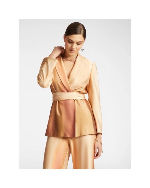 Elena Miro Brown Elegante Satinjacke